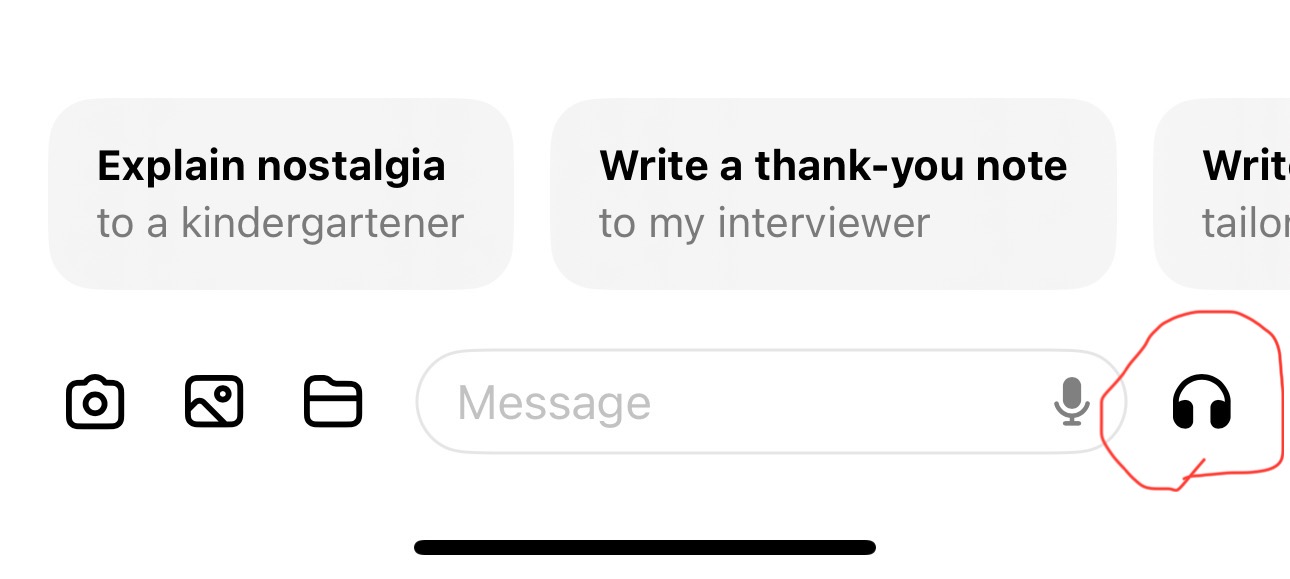 Bottom right of the ChatGPT home screen has the headphones icon, tap on it.